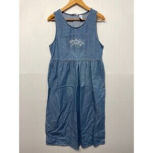 Vintage Erika & Co. Women Sleeveless Jean Denim Dress Size Medium M244 -17